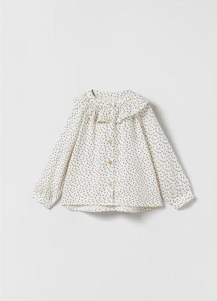 Неймовірна стильна якісна блузка сорочка з комірцем на дівчинку 4/5р zara