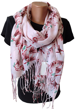 Шарф женский тонкий вискозный розовый бордовый