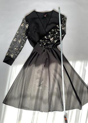 Сукня міді, з мереживними рукавами, чорна, berezka, s