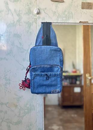 Оригінальна джинсова сумка-бананка , рюкзак fred perry