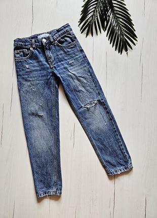 Джинсы голубые для мальчика zara 122-128см, 6-8роков, стильные джинсы для мальчика, рваные джинсы детские зара