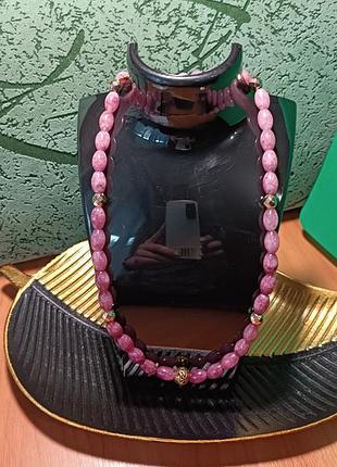 Колье + браслет, комплект из розового авантюрина