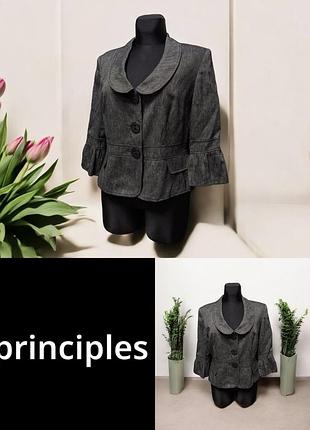 🖤 женский стильный пиджак  жакет цвета графит  principles petite лён этикетка