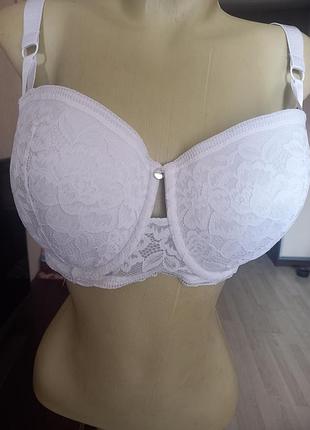 Красивый белый бюстгалтер балконет на косточках, 95d, george.