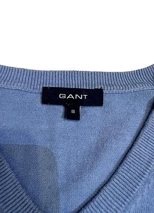 Свитер с v-образным вырезом gant мужской оригинальный синий 2
