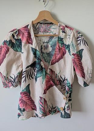 Блуза на запах 
льняная zara