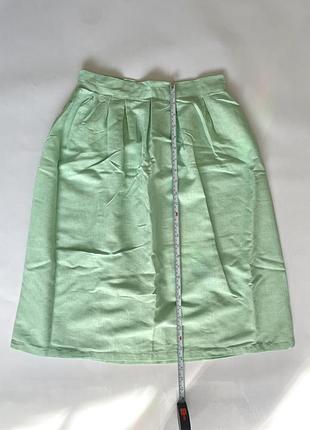 Спідниця міді лляна, мʼятний колір