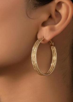 Сережки-кільця позолочена філігрань