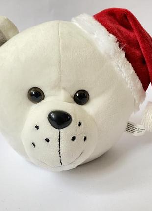 Мягкая игрушка белый медведь 🐻‍❄️ в шапке  мʼяка іграшка білий ведмідь ведмедик