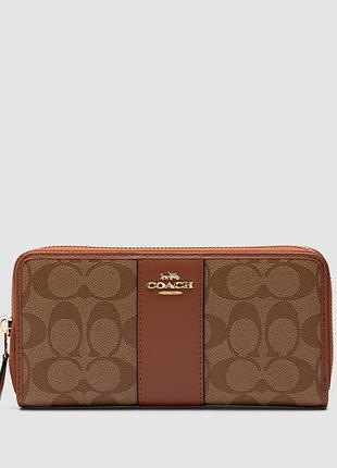 Кошелек coach round fastener long wallet signature ginger