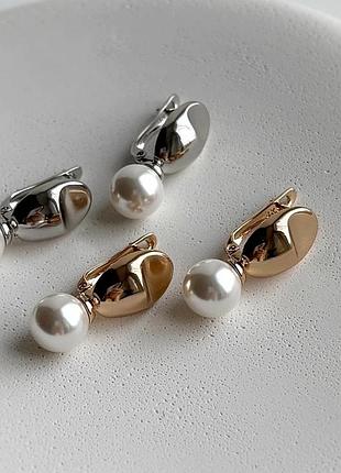 Сережки xuping перлини медзолото позолота медичний сплав