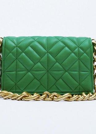 Зелена сумка з цепом zara