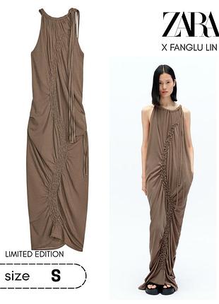 Платье макси с limited collaboration коллекции zara x fanglu lin