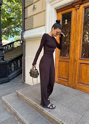 6️⃣5️⃣0️⃣грн трендовий костюм прогулянковий брюки + лонгслів лонг штани віскоза віскозний