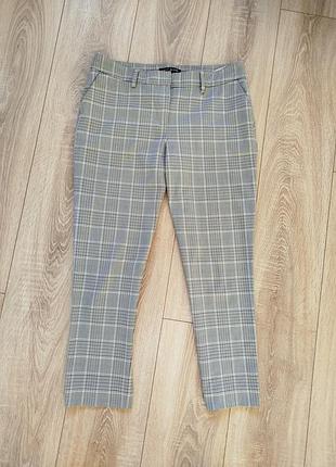 Серые классические женские брюки, штаны в клетку