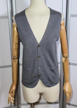 Yves gerard швейцарский премиум бренд серый вязаный жилет из 100% шерсти мериноса,