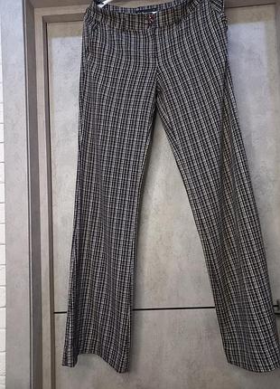 Красивые, стильные, фирменные, демисезон, брюки, брюки клеш, в клетку, с карманами по бокам