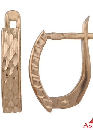 Штампованные золотые серьги алмазная грань 3*14, вес 1.14