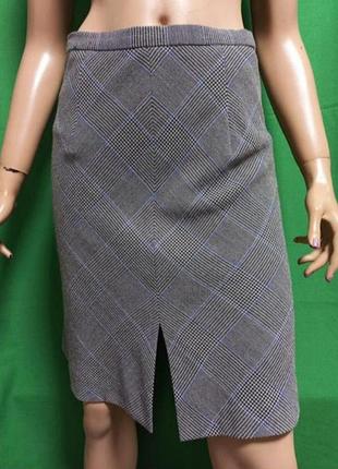 Юбка трапеция в ромбовидную клетку из шерсти и района, с разрезом спереди cerutti.  винтаж