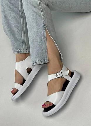 Женские босоножки garti 0138 белые из натуральной кожи