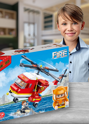 Конструктор "пожарные" вертолет тм banbao (306 эл.)(7128)