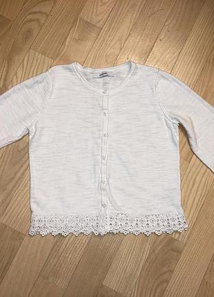 Кардиган білий з мереживом george 134-140 см