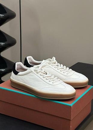 Мужские белые кожаные кеды loro piana tennis walk лоро пиана кроссовки