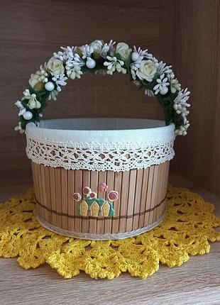 Гарний кошик корзинка органайзер декор сувенір шкатулка скарбничка джут бамбук