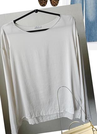 Шовковий лонгслів шовковий лого в молочному кольорі