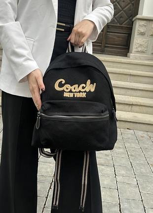 Женский рюкзак coach cargo backpack in signature denim black/brown