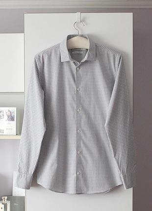 Cерая бавонная рубашка в клетку от calvin TER klein, оригинал