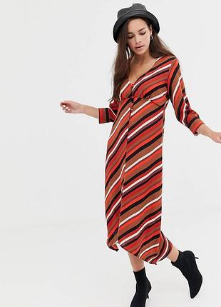 Платье мидакси в косую полоску bershka р.s