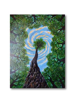 Текстурная интерьерная картина акрилом "свящественный лес" - настенный декор, концептуальное современное искусство