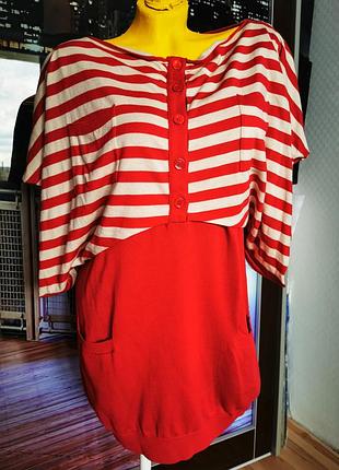 Платье сукня плаття moschino красное в полоску летучая мышь