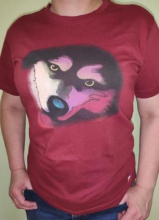 Новая стильная катон фирменная футболка волк.бренд.the three «wolf face».s.унисекс