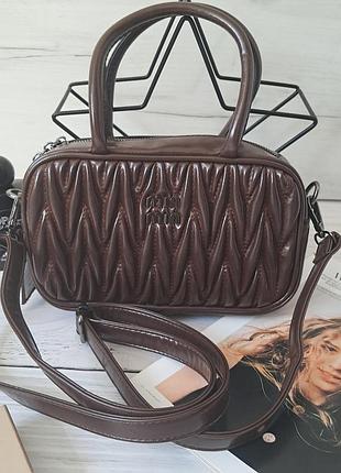 Сумка коричнева шоколадна  плетена переплет під вінтаж еко шкіра в стилі бренду