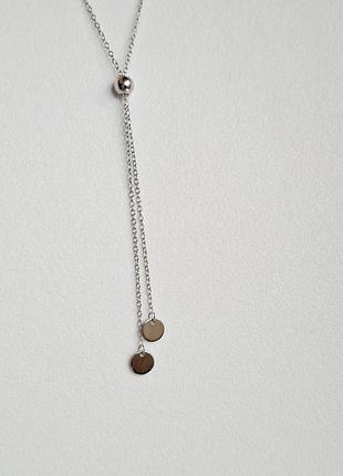 Срібний кулон 925 / ланцюжок "краватка" / подовжений ланцюжок / тренд / монетки