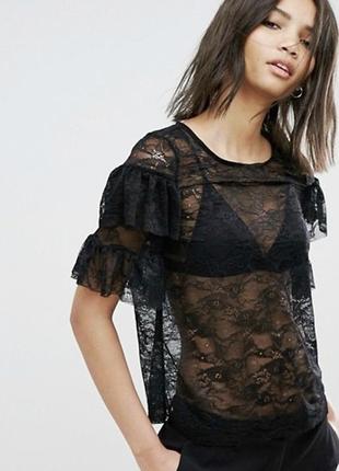 Мереживною топ з оборками vero moda