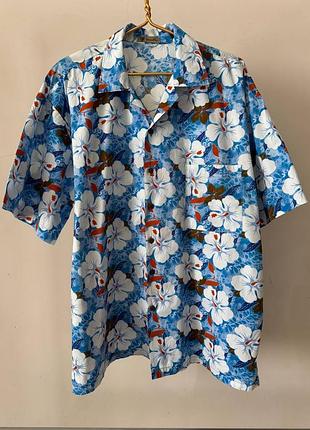 Шикарна гавайська сорочка bambu блакитного кольору, розмір xl - xxl