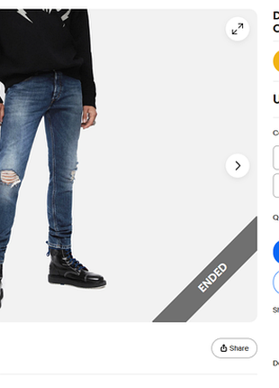 Мужские джинсы diesel - jean slim carrot tepphar(30х30)(с-м)