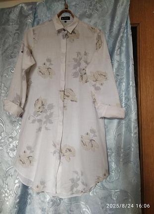 Супер плаття р.l,100%котон  біле з сіро-бежевими розами"polo ralph lauren"