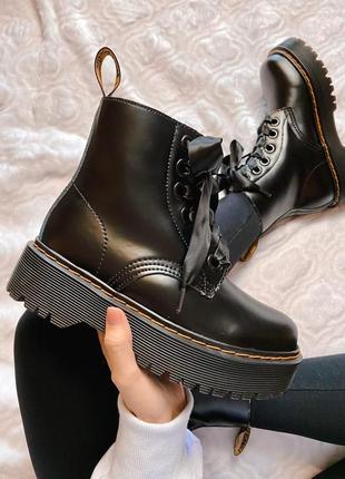 Зимние женские ботинки на меху dr. martens molly черные (др. мартинс молли, черевики)