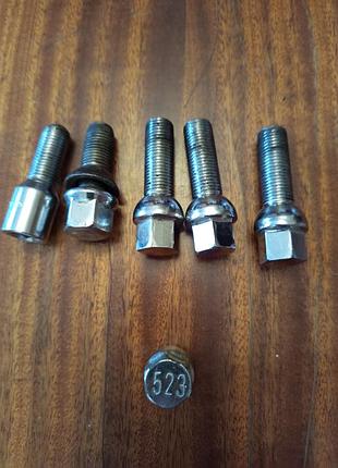 Одним лотом болты колесные 5штук м14+секретка 523 к vag group audi,vw,skoda,seat!цена за все!!!!