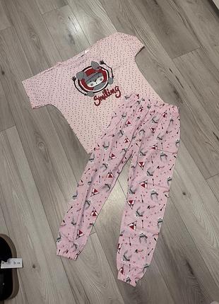 Піжама жіноча з принтом бавовна футболка штани дуже класна приємна на дівчинку  s 44