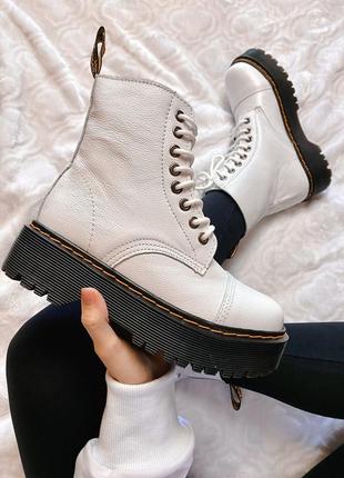 Зимние женские ботинки на меху dr. martens jadon white белые (др. мартинс жадон, черевики)