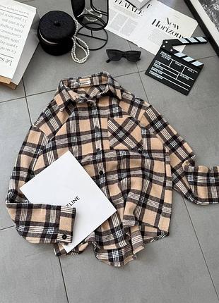 Женская теплая рубашка в клетку байка