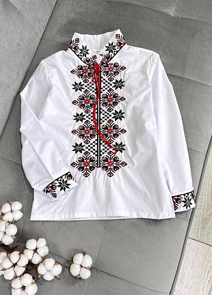 Вышиванка 72, р.128,134,140,146, хлопок, белый
