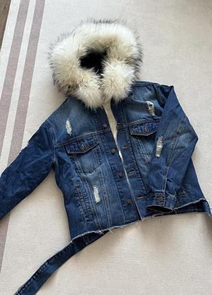 Джинсова куртка з натуральним хутром