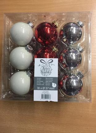 Набір новорічних скляних кульок на ялинку xmas baubles 18 шт {10% знижки чорно п'ятниця 🙈}