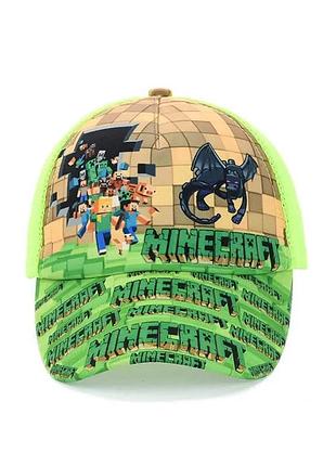 Итая кепка с сеткой "minecraft", летняя бейсболка, размер 50-55 летняя салатовая